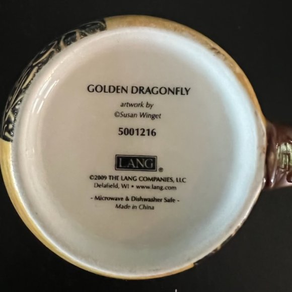 Two (2) LANG Golden Dragonfly & Golden Orchid Mug by Susan Winget ~ Vintage - Picture 7 of 8